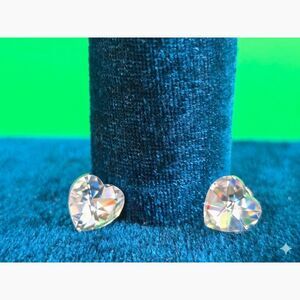 Clear Glass Faceted Heart Earrings Studs Posts 3/8" Coquette Fairy Minimalist